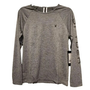 Spyder longsleeve grey/black logo rash guard top Size Medium NWT